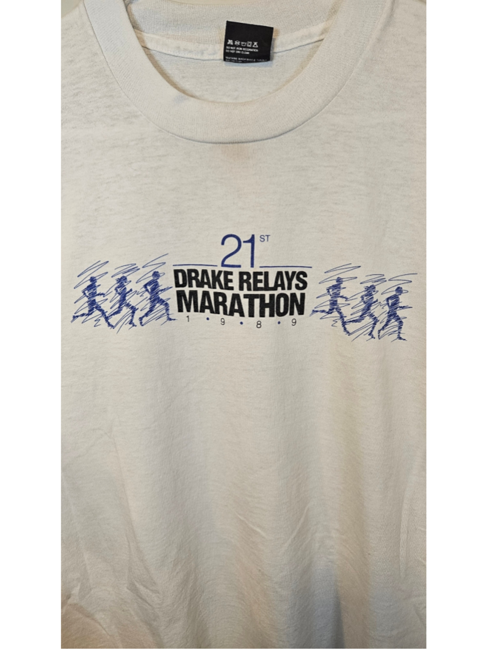 Vintage 1989 Drake Relays Marathon T Shirt L Screen Stars USA Made Running